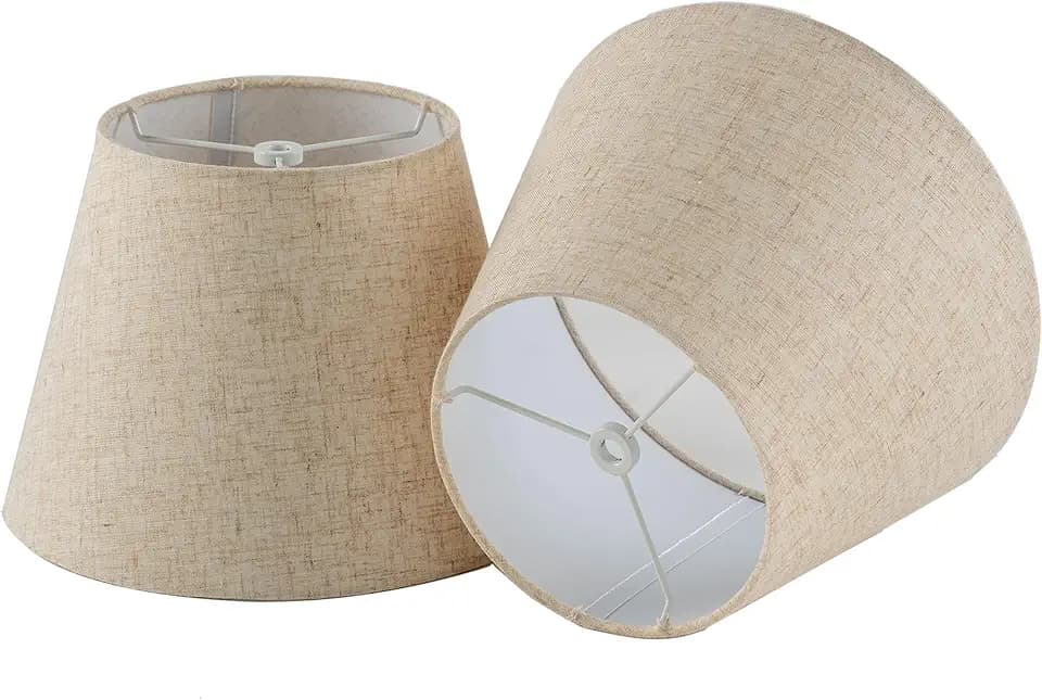 Pre-Assembled Set of 2 Linen Spider Replacement Lampshades for Table Lamps