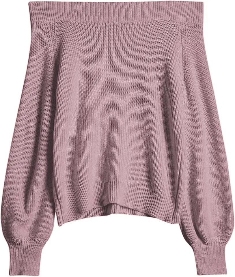 ZAFUL Sweaters for Women Off Shoulder Knit Sweater with Long Sleeve Loose Pullover Jumper Tops