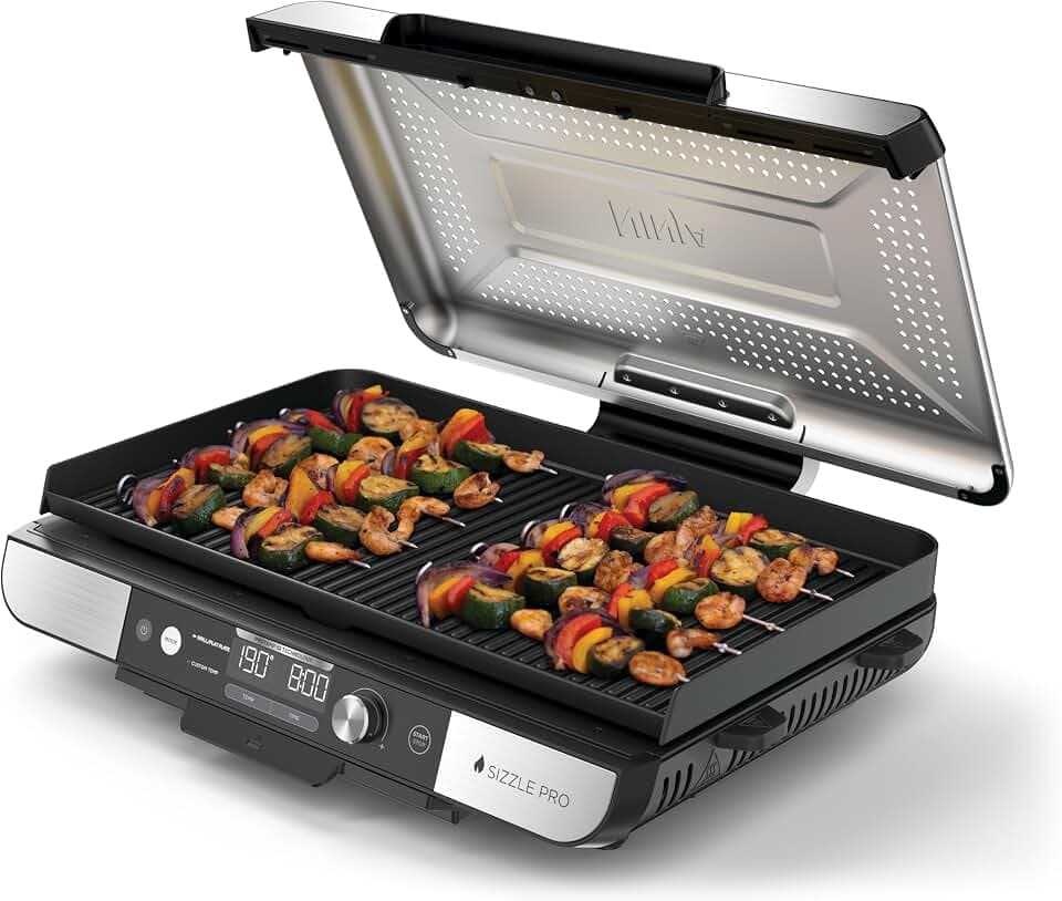 Ninja Sizzle Pro XL Indoor-Grill & Plancha, Keramik, Silber/Schwarz