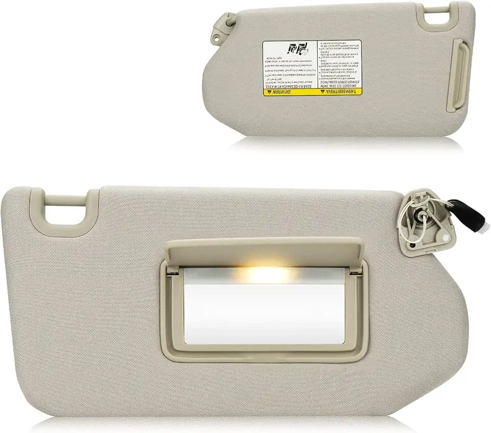 Sun Visor with Light for 2013-2018 Nissan Pathfinder, 2014-2017 Infiniti QX60, 2013 JX35, Right Passenger Side Beige Sunvisor Replacement 96400-9PB0A