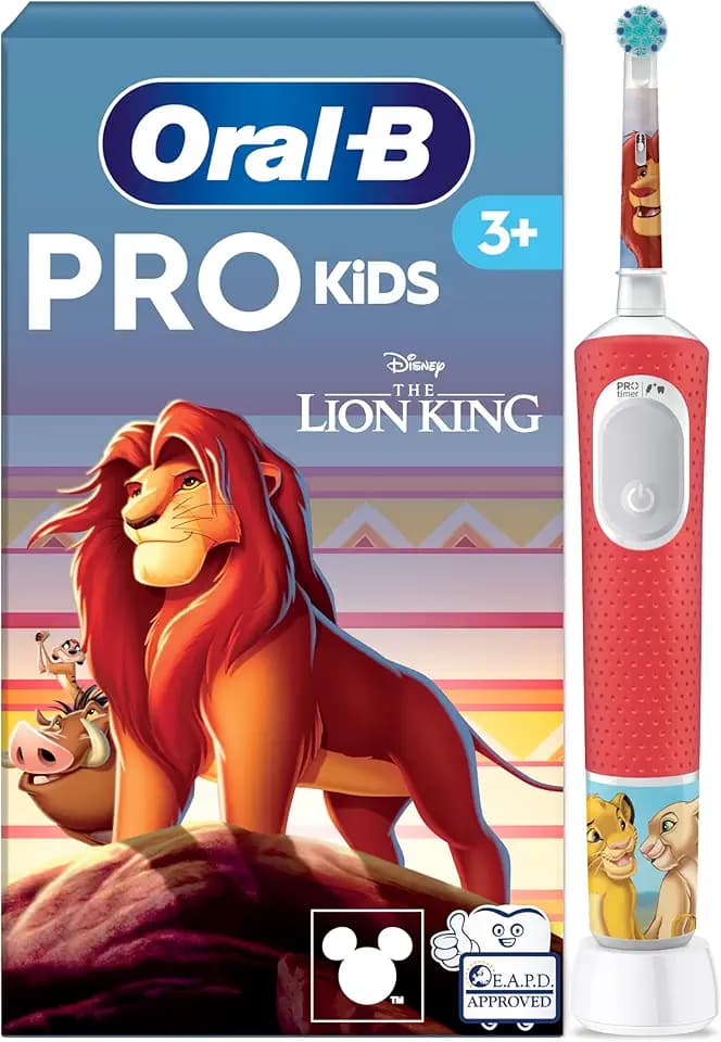 Oral-B Pro Kids 3+ König der Löwen Elektrische Zahnbürste Kinder, Weiß/Rot
