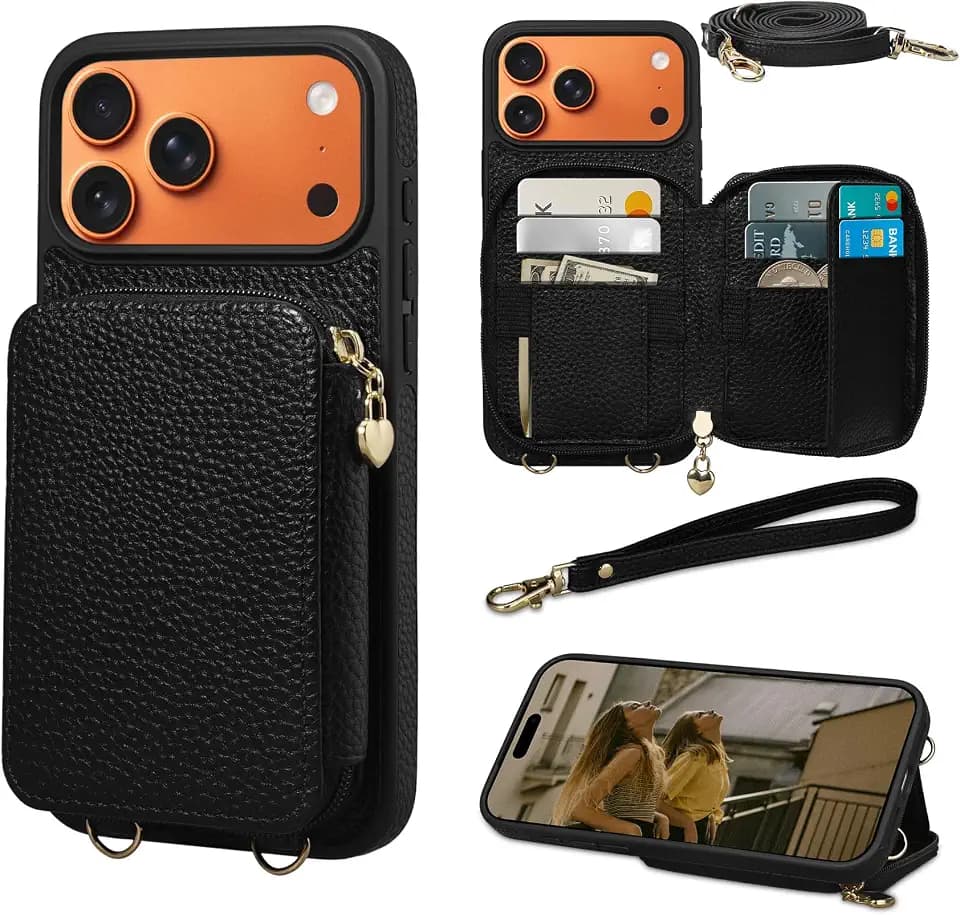 Lanyard Wallet Case for iPhone 18 Pro Max iPhone 17 Pro Max Black