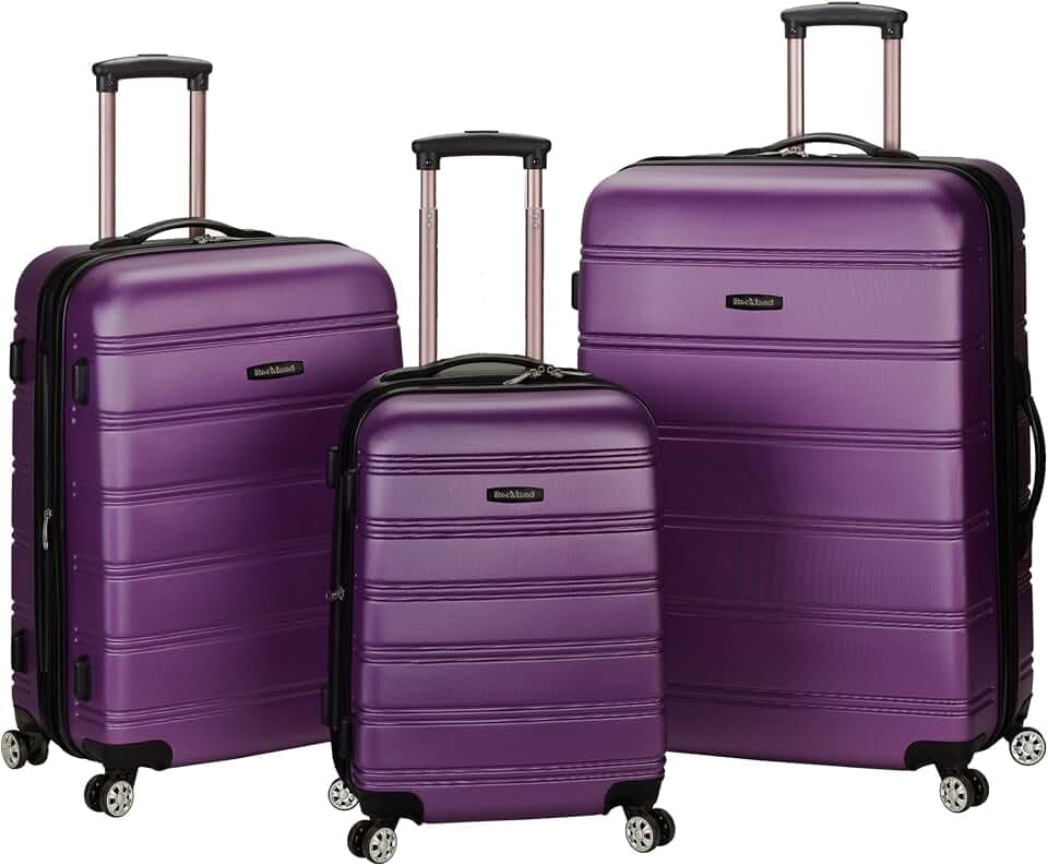 Rockland Melbourne Hardside 3 Piece Expandable Spinner Wheel Luggage Set, (20"/24"/28"), Purple