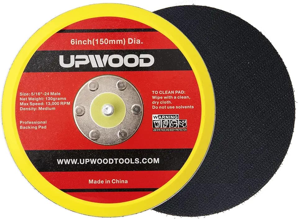 2 pcs 6" Hook and Loop Backing Pad for Air Sander Polisher, 5/16" Arbor with 24 Thread 1,3000RPM DA Sanding Pad