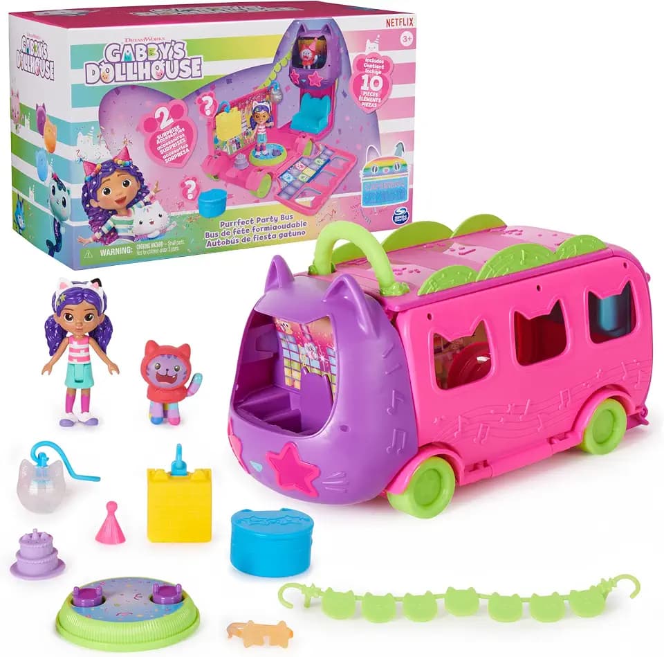 Gabby's Dollhouse Celebration Party Bus, Transforming Playset with Gabby DJ