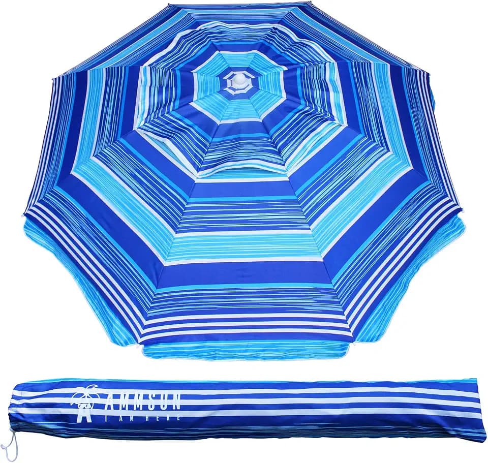 AMMSUN 6.5ft Portable Patio Beach Umbrella for Sand with Tilt, Air Vent