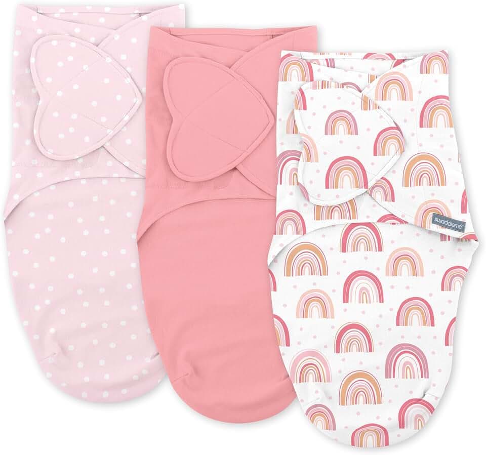 SwaddleMe by Ingenuity Monogram Collection Baby Swaddle Blanket, Rainbow