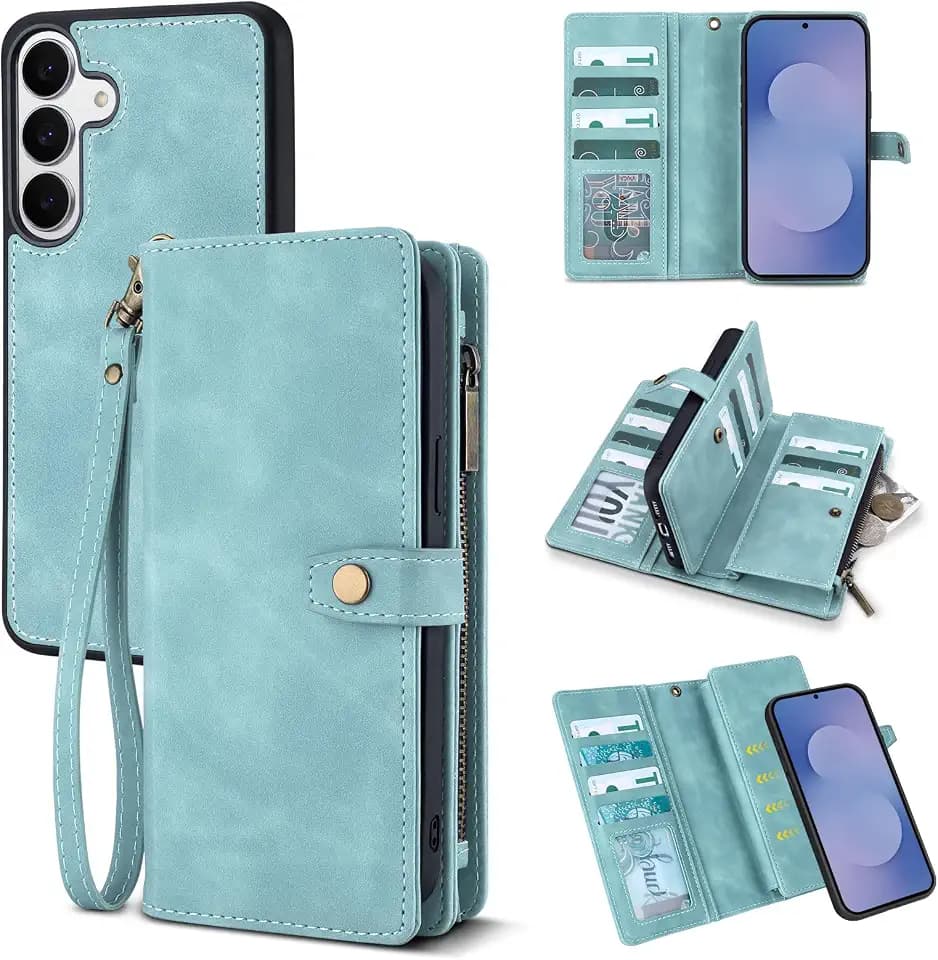 TwoHead for Samsung Galaxy S25 FE Wallet Case,11 Card Holders,Blue