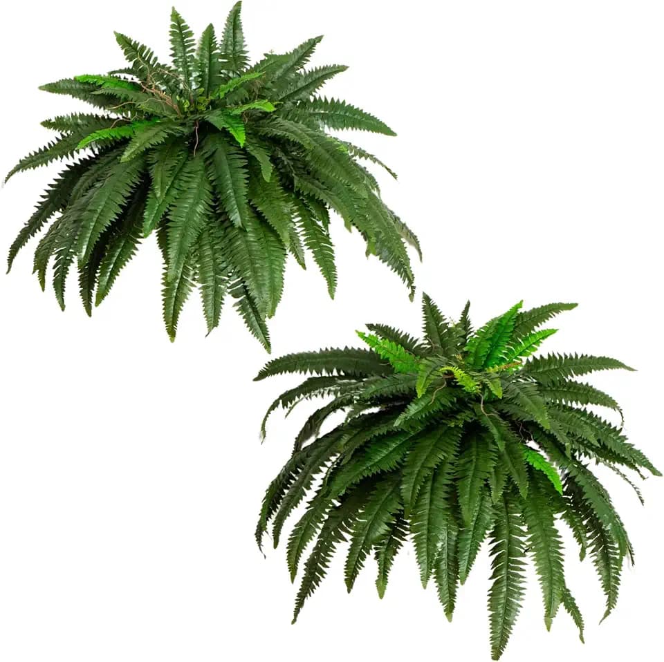 Nearly Natural 48 in Artificial Boston Fern Hanging Plant (Set of 2)
