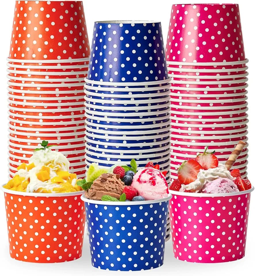 LITOPAK 150 Pack 8 oz Ice Cream Cups, Disposable Paper Dessert Cups
