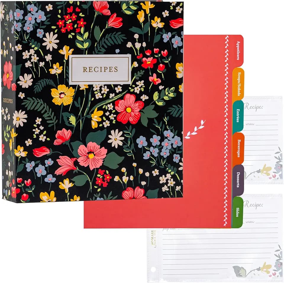 Jot & Mark 8.5"" x 9.5"" 3 Ring Recipe Binder with 50 Matching 4x6 inch