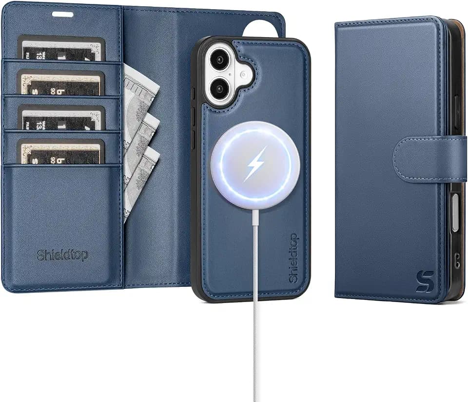 Shieldtop Compatible with MagSafe iPhone 16 Plus Wallet Case,Blue