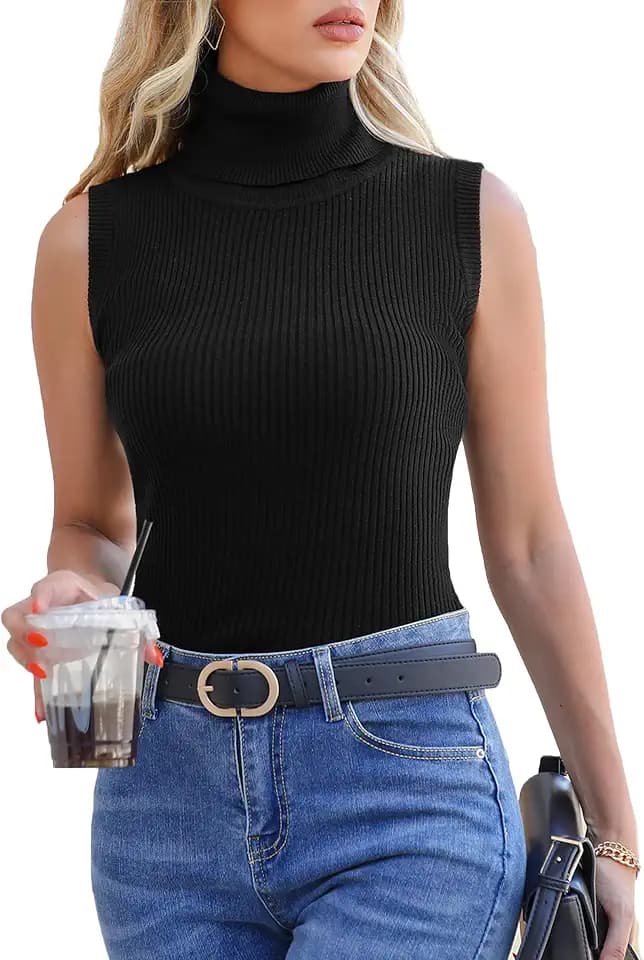 Totatuit Women Sleeveless Turtleneck Tops Sweater Vest Office Work Attire