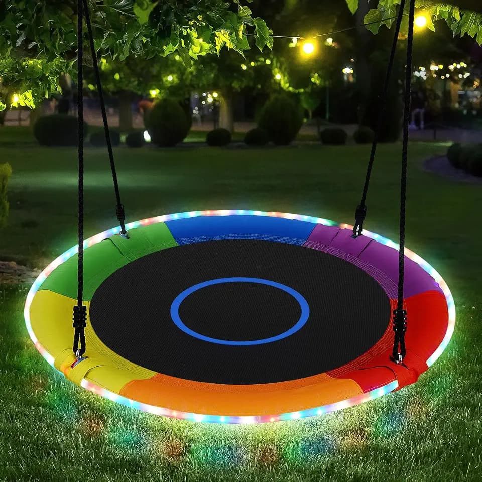 Trekassy 40" Saucer Tree Swing with LED Lights, 700LBS Heavy Duty