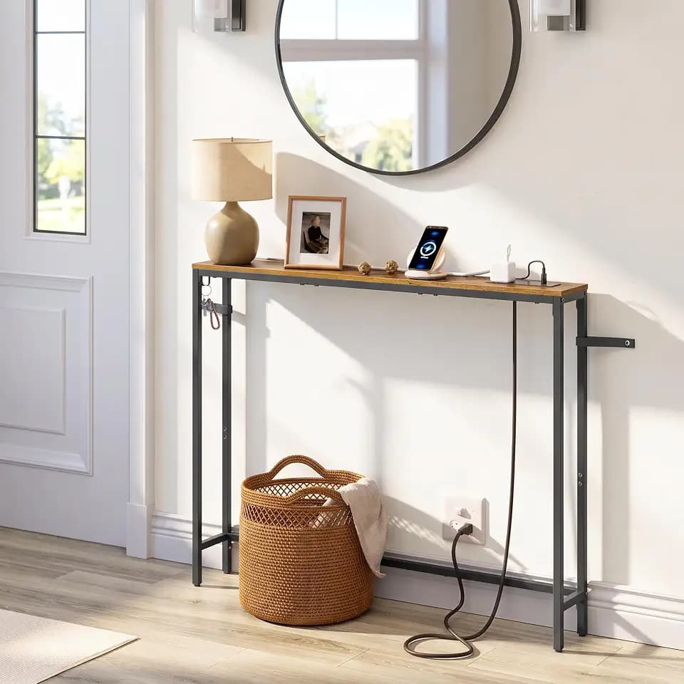 VASAGLE 39.4" Console Table, Narrow Behind Couch Table with Outlet