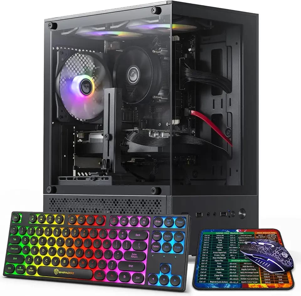 Prebuilt Gaming PC Desktop, Ryzen 5 6Cores 3.6G Up to 4.1G, RX 550 4G GDDR5