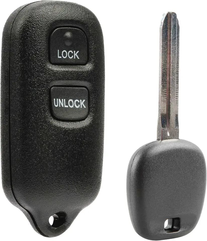 Car Keyless Entry 2-Button Remote Replacement with Aftermarket Key for 1998 1999 2000 2001 2002 2003 2004 Scion xB Toyota 4Runner Camry Corolla Prius Rav4 Tacoma Tundra (BAB237131-056)