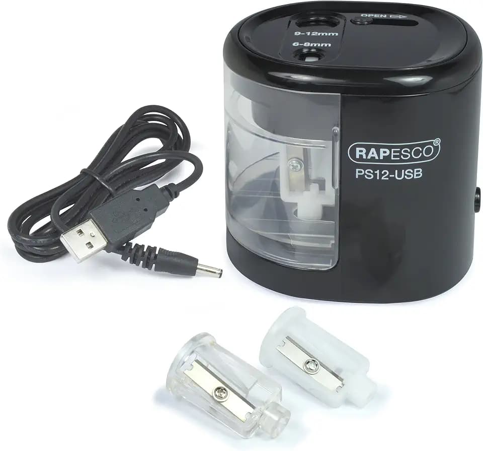 Rapesco 1449 PS12-USB Automatischer Elektrischer Spitzmaschine, Schwarz