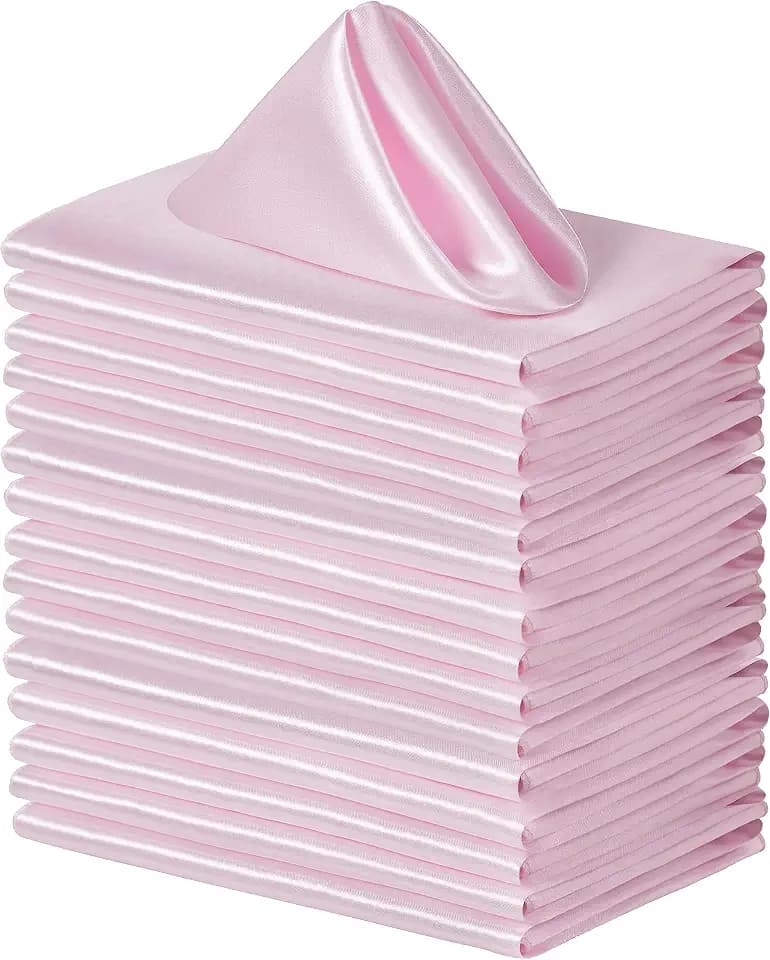 Square Satin Dinner Napkins, Pink, 20x20 Inches, 100 Pack