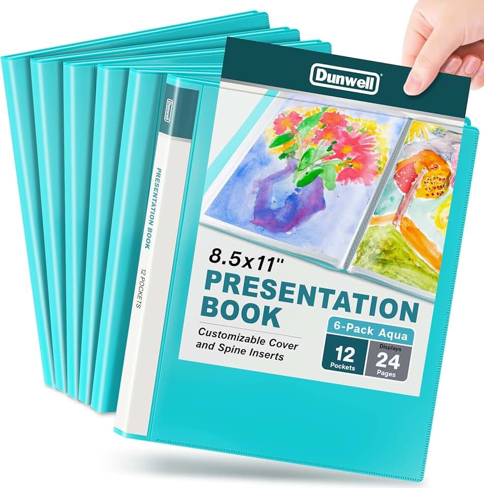 Dunwell 12-Pocket Presentation Binder 8.5x11, 24-Page Portfolio, 6-Pack