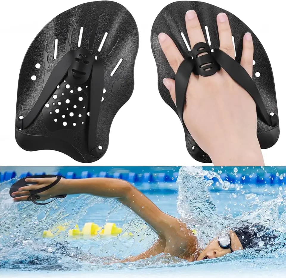 Zocipro 1 Paar Hand Paddles Schwimmen, Handpaddel zum Schwimmen, Schwimmpaddel mit verstellbaren Riemen ,Krafttrainingshilfe, Pool-Trainingsgerät, Zubehör für Erwachsene, Kinder, Unisex