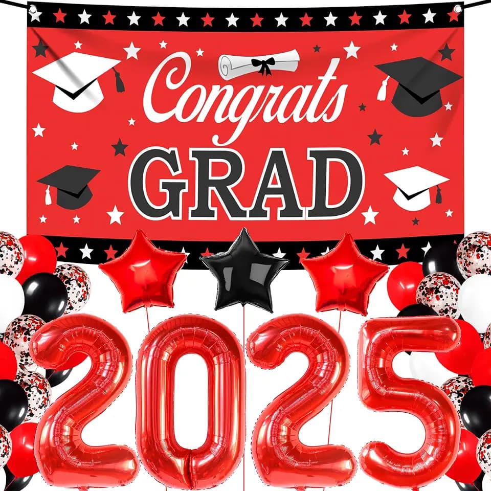 KatchOn Red and Black Graduation Decorations 2025 Set, Pack of 40