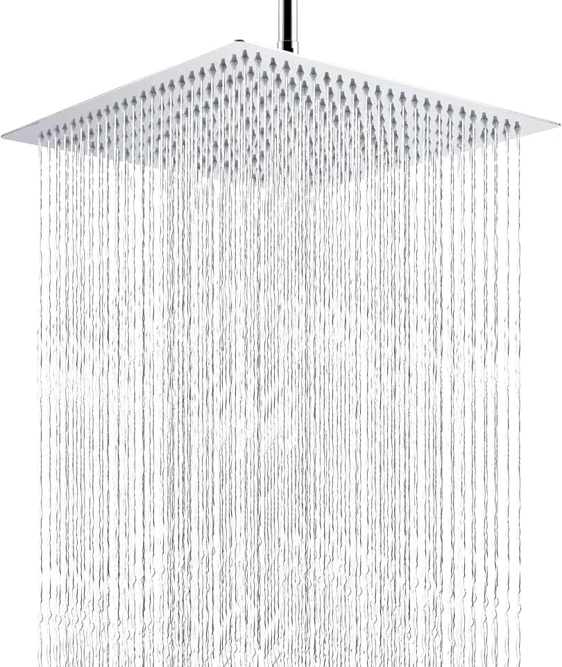 Regenduschkopf – 40 cm großer Regenduschkopf aus 304 Edelstahl – perfekter Ersatz für Ihre quadratischen Duschköpfe im Badezimmer (Chrom)