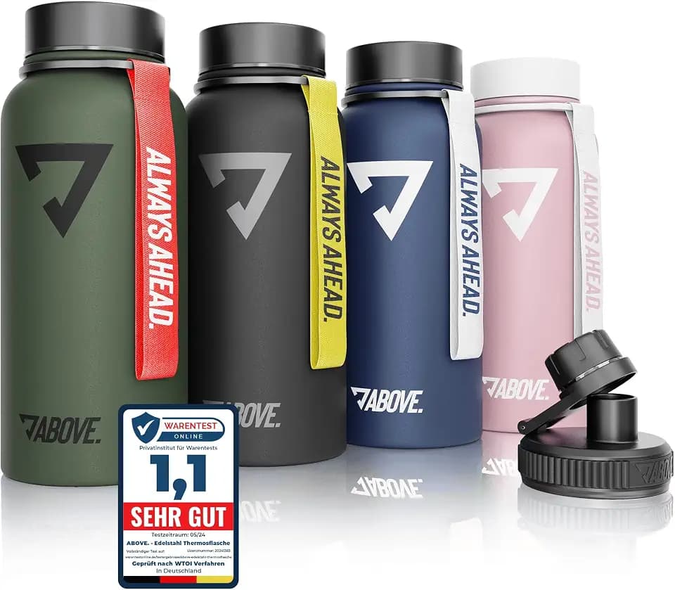 ABOVE. Edelstahl Thermosflasche 1L, hält 12H heiß & 24H kalt, BPA-Frei