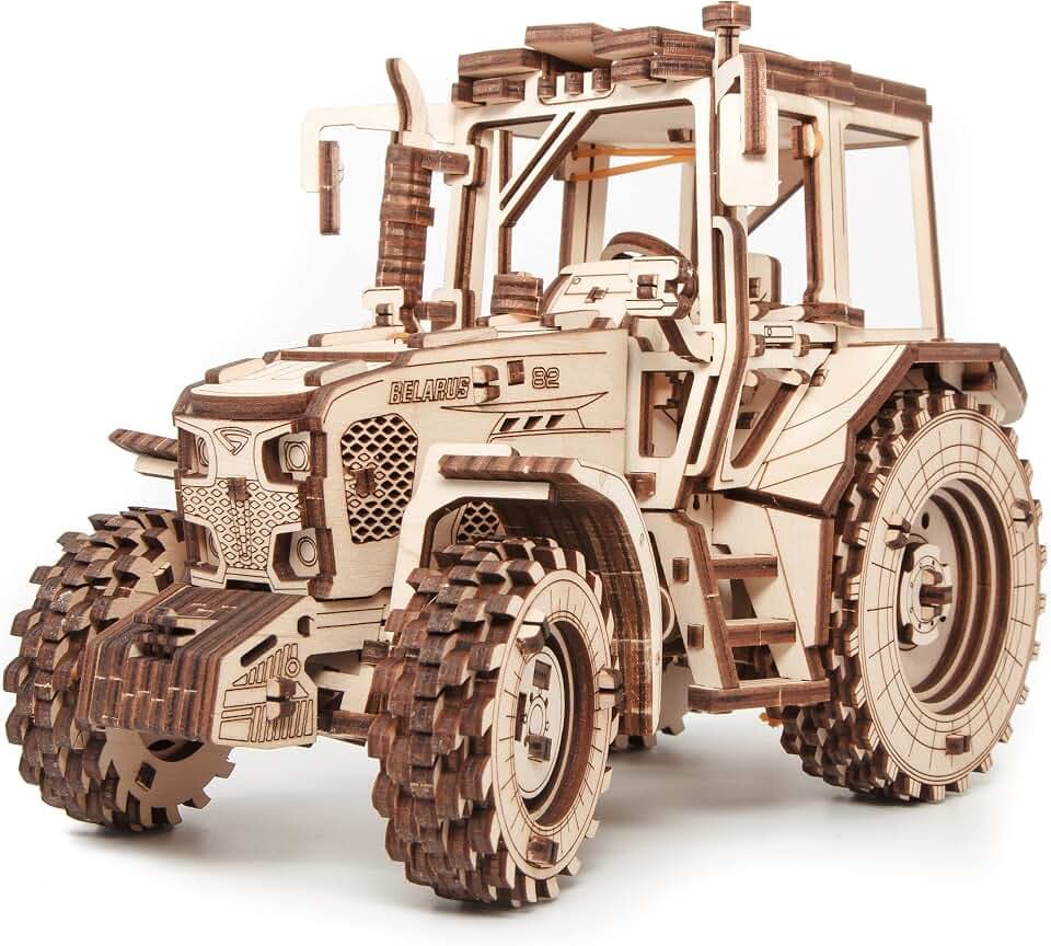 Traktor Holz Modellbausatz – DIY 3D Puzzle Erwachsene & Jugendliche ab 14 Jahren – Holz Puzzle Erwachsene & Jugendliche ohne Kleber – Traktor Modell Belarus-82 Holzbausatz, EWA Eco-Wood-Art, 269 Tiele