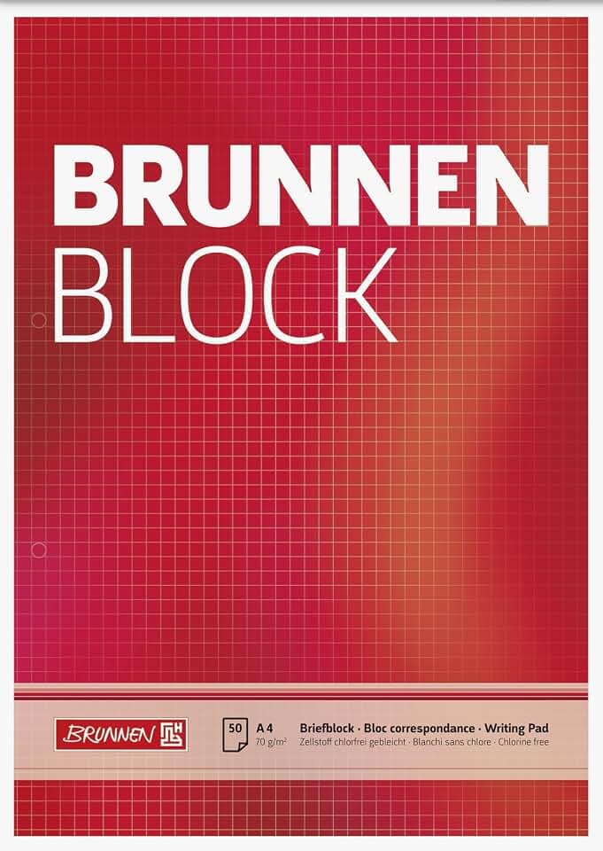 Brunnen 1052758 Block für Schule und Büro DIN A4, 50 Blatt, kopfverleimt