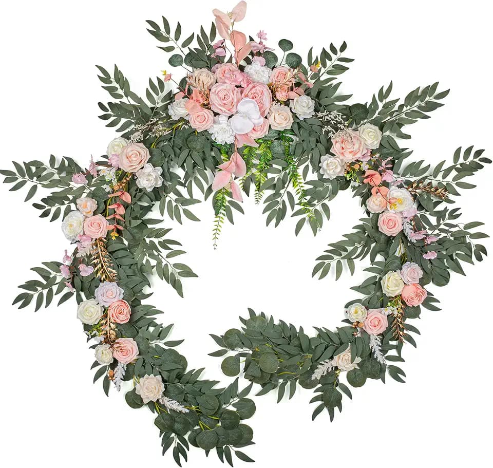 Lisuun 9FT Artificial Wedding Arch Flower Garland for Table Decor