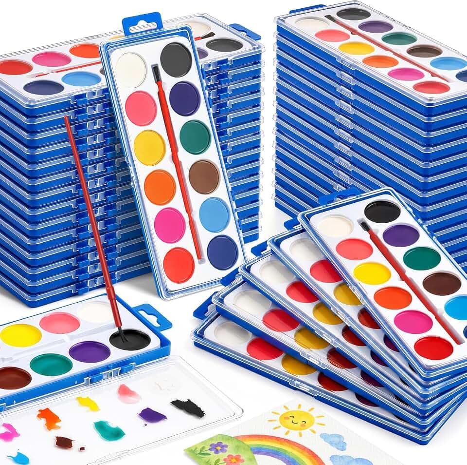 36 Pack Watercolor Paint Set, 12 Colors Washable Watercolor Paint Bulk