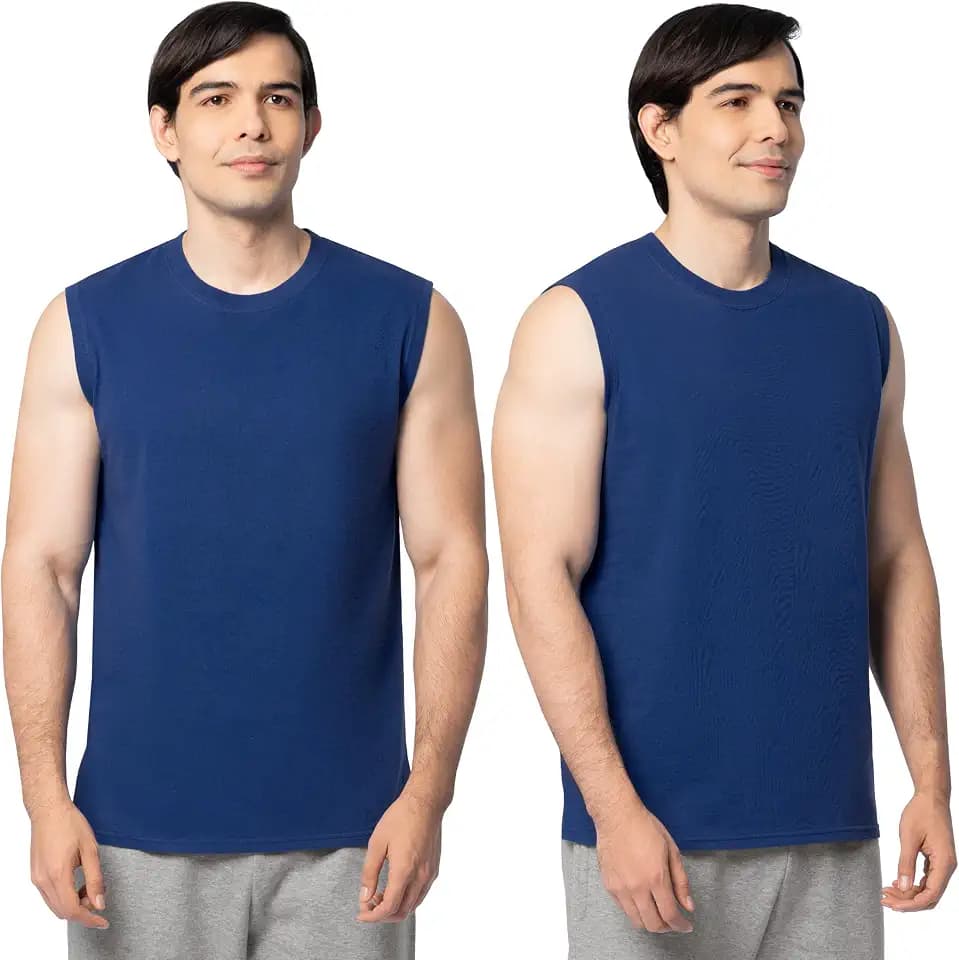 Fruit of the Loom Men's Eversoft Cotton Sleeveless T Shirts, Breathable & Moisture Wicking with Odor Control, Sizes S-4X
