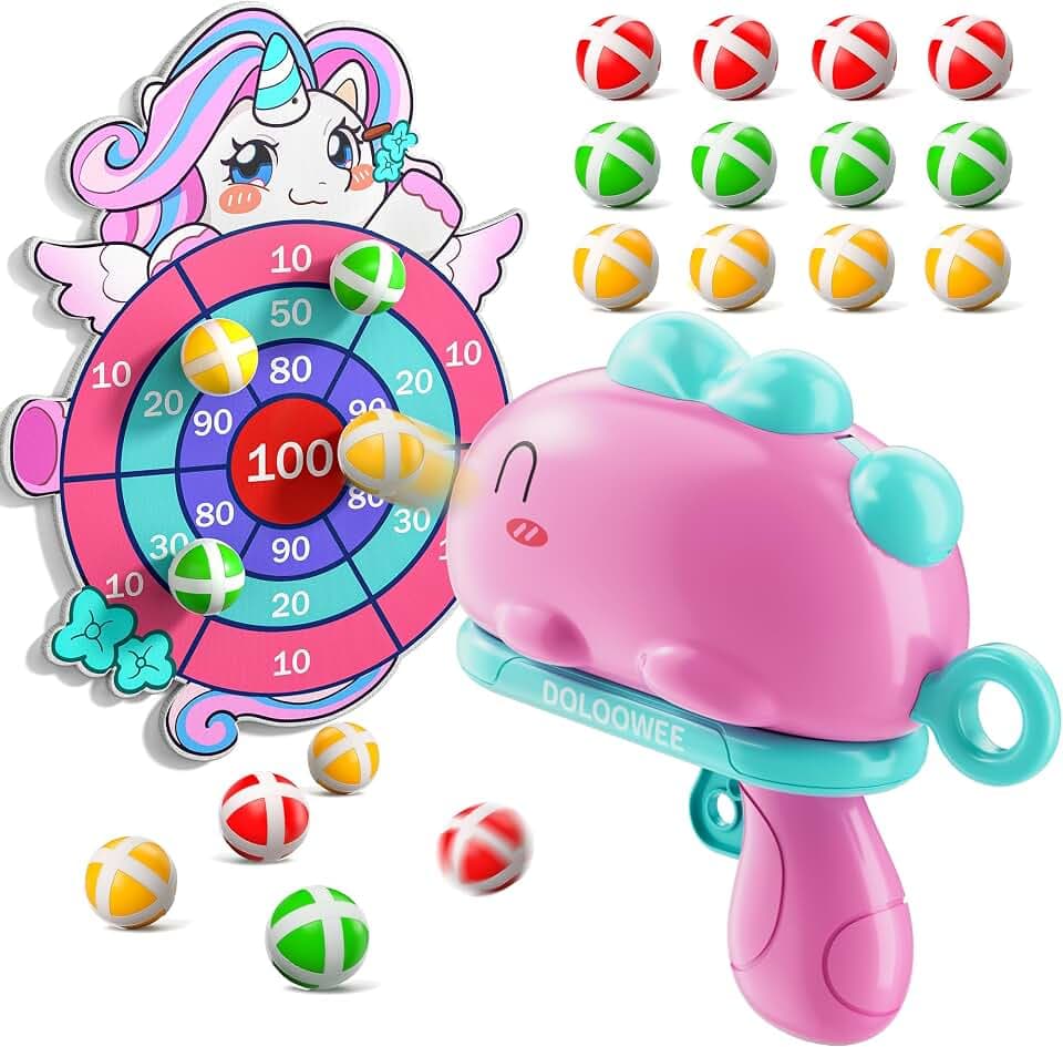 Dino Klettball-Spielzeug mit Einhorn-Zielscheibe für Mädchen ab 3 Jahren