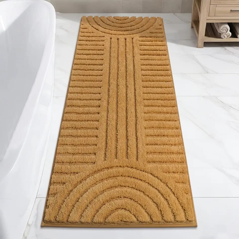SHACOS Super Soft Bathroom Runner Rugs 24"x60" Non Slip Bath Mats, Mustard