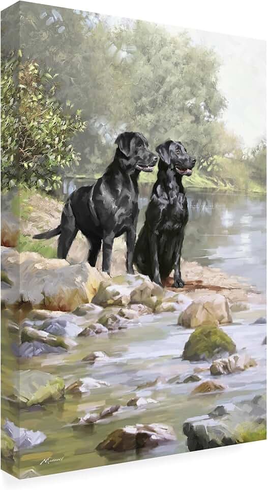Wrapped Canvas Wall Art - The Macneil Studio 'Black Labradors' Wall Art for Living Room, Bedroom, or Office Décor - 22x32