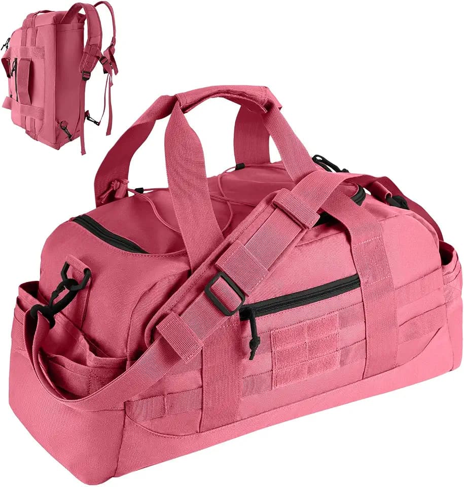 Hannibal Tactical 35L Large Duffle Bag, 3-in-1 Tactical Backpack MOLLE Pack for Sports/Gym/Outdoor, Pink
