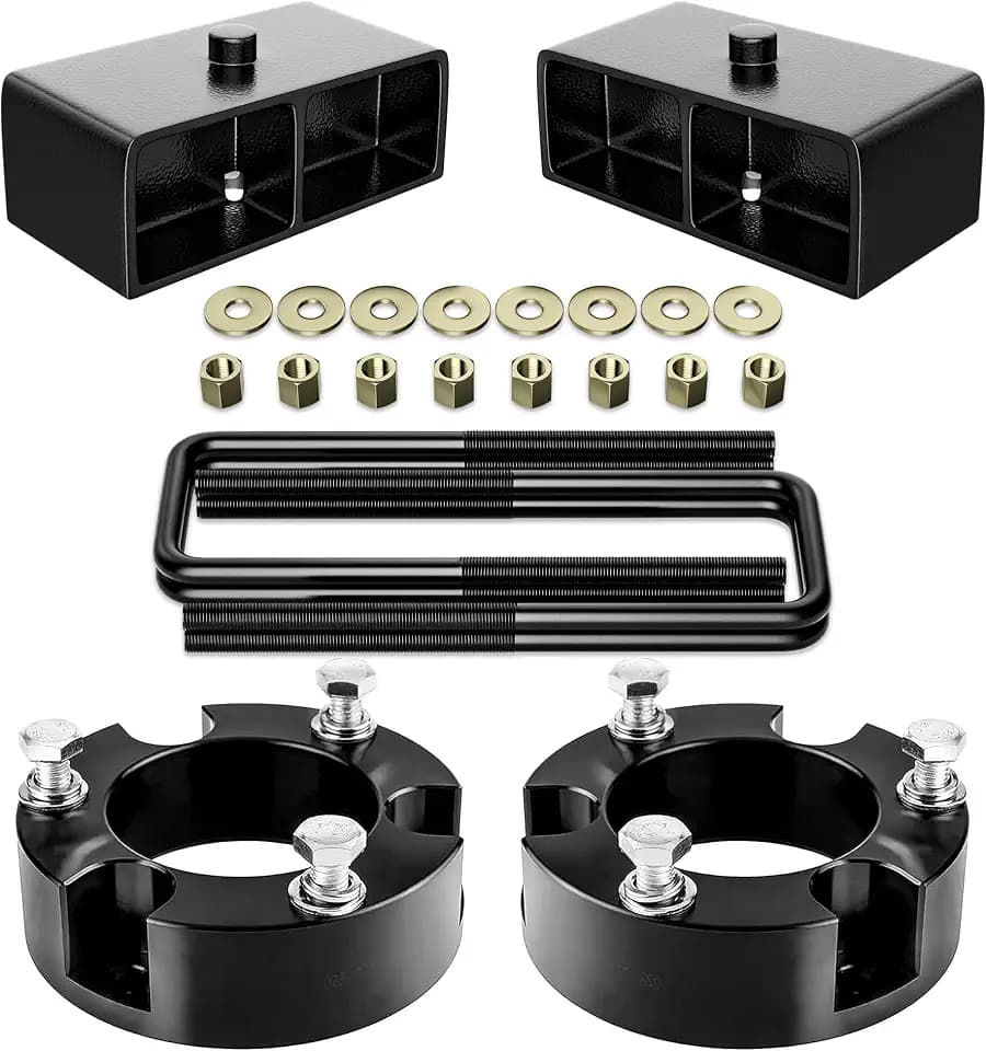 FLYCLE Leveling Lift Kits for 2005-2023 Tacoma 2WD 4WD, 3'' Front Struct Spacers + 2'' Rear Leveling Lift Blocks Kit with Extended Square U-Bolts for Tacoma