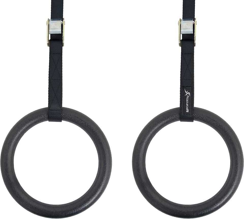 ProsourceFit Fitness Gymnastics Rings with Straps for Total Body Conditioning at Home