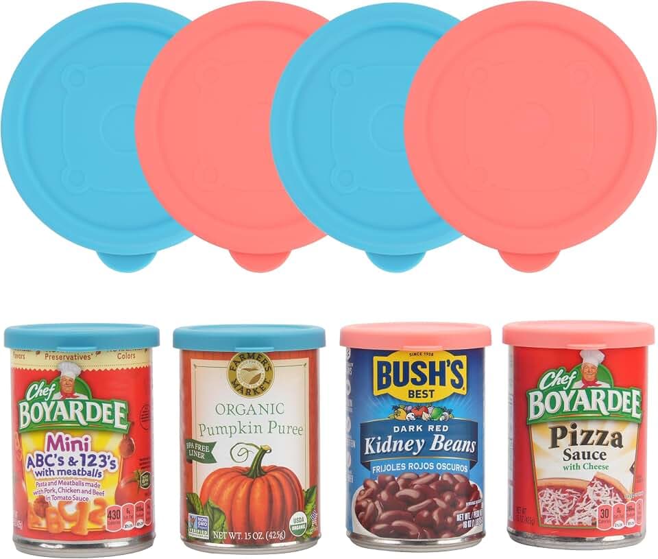 4 Packs 3.0-inch Silicone Can Lids Can Covers | Fit 3.0-inch/7.6cm Cans | Airtight and Durable Lids for Canned Food | | Reusable Food Saver Lid Can Top | Dishwasher Safe(Can NOT Included)