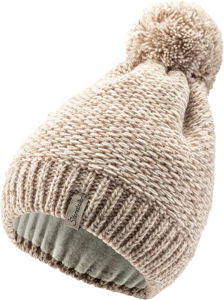 Sterntaler Strickmütze aus Multicolor Garn - Unisex Bommelmütze mit tollem Strickmuster - Kindermütze mit Futter aus wärmendem Microfleece - Wintermütze