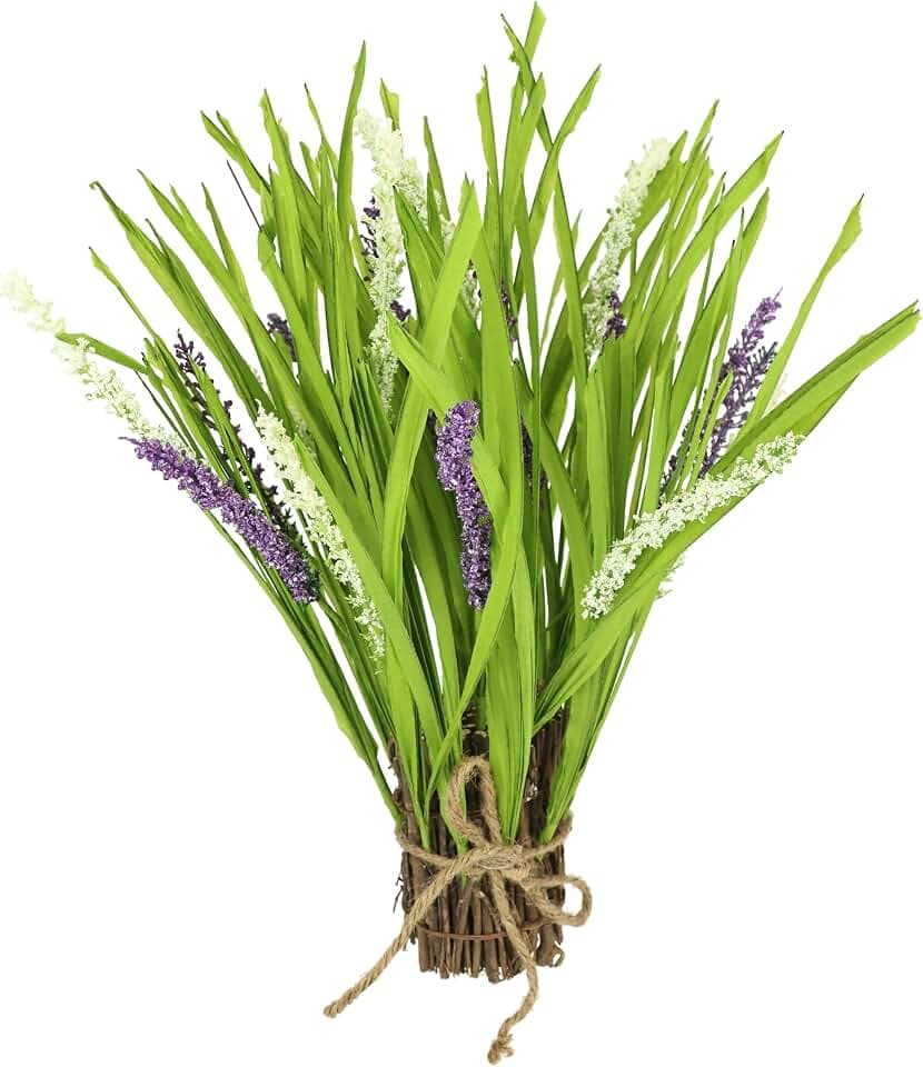 Künstlicher Grasbusch mit Lavendel Grasbund Lavendelblüten Kunstgras Büschel Bündel Stehgras Blüten Grasarrangement Deko Kunstpflanze Grasbündel Grünpflanze Pflanze Ziergras Gräser Sträucher