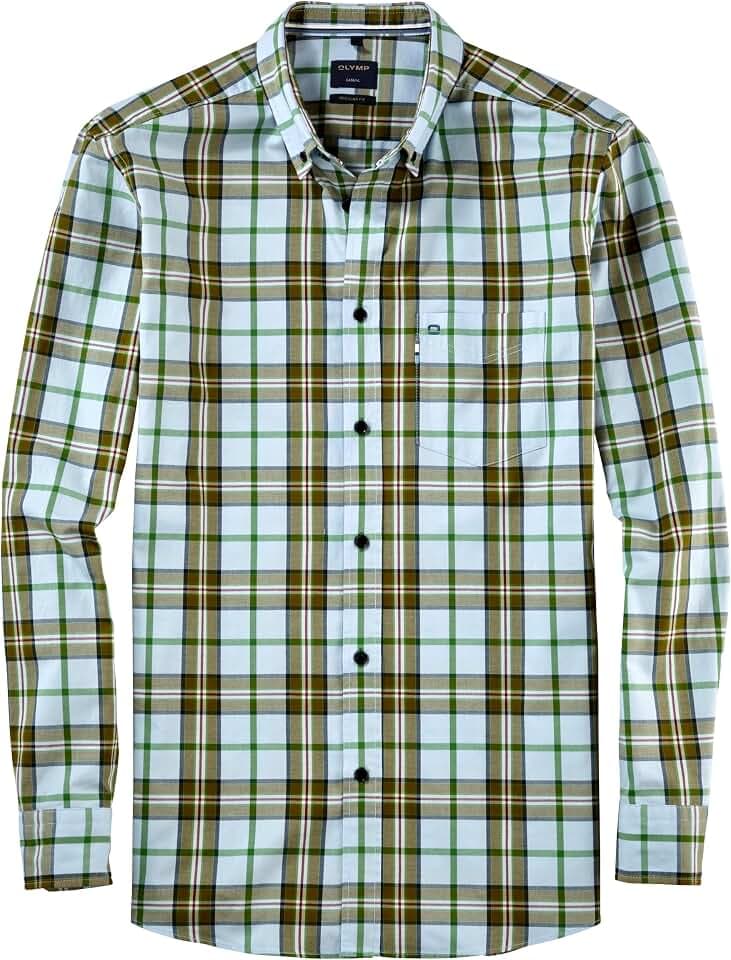 OLYMP Herren Freizeithemd Langarm Casual,Kariert,Regular fit,Button-Down-Kragen