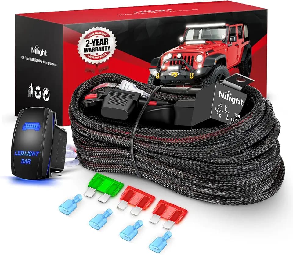 Nilight Off Road LED Light Bar Wiring Harness Kit 12 V 5 Pin Rocker Switch