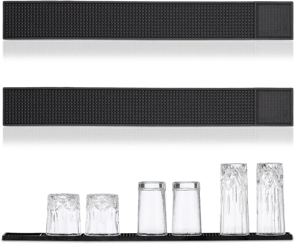 Relaxdays Barmatte 2er Set, mit Noppen, 60 x 8 cm, schwarz