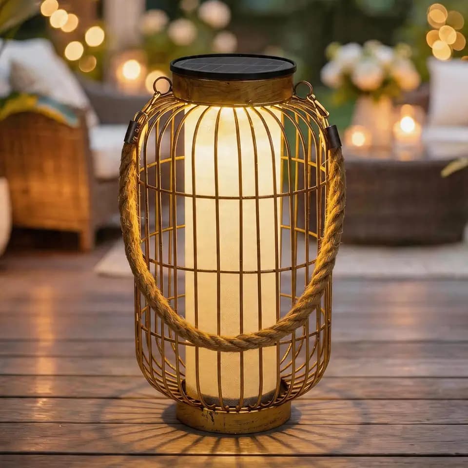 Large Solar Lanterns Outdoor Waterproof for Patio, Dual Charging USB/Solar