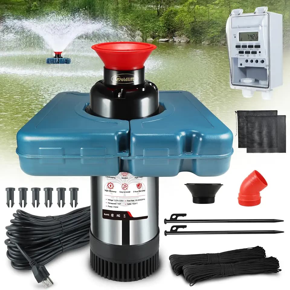 Goldlife Pond Fountain Aerator F2 1HP 750W 15000GPH Floating Fountains Pump