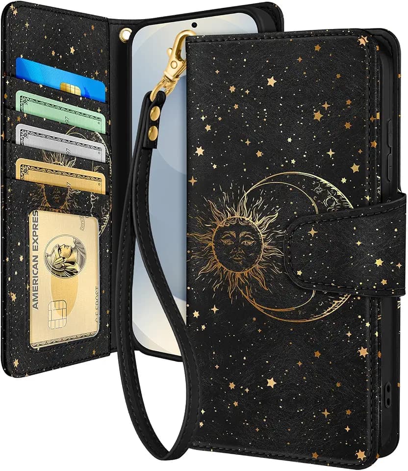 Toycamp for Samsung Galaxy S25/S24 Wallet Case for Women,Sun Moon