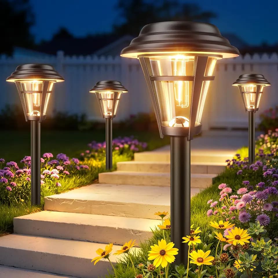 LETMY Solar Pathway Lights Outdoor, 10 Pack Solar Lights Outdoor Waterproof, Auto On/Off Solar Powered Garden Landscape Path Lights, Outdoor Solar Lights for Yard Lawn Patio Walkway Driveway