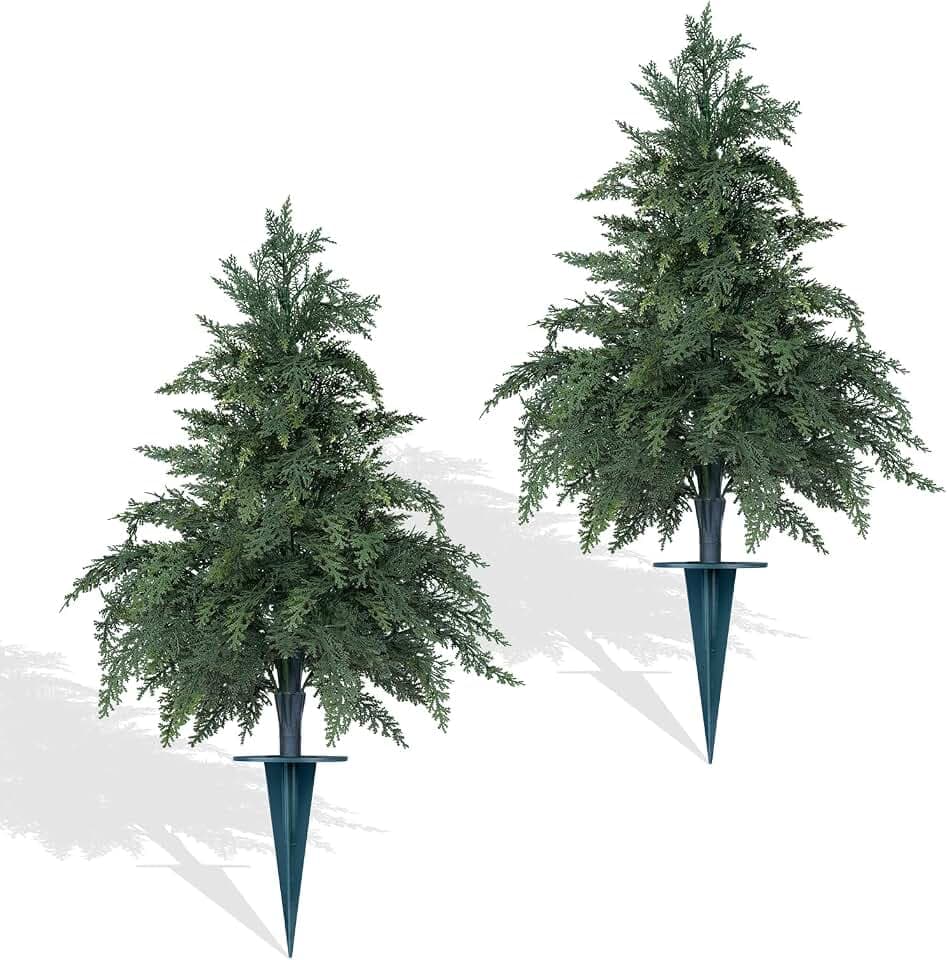 Yangrass Artificial Topiary Trees, Cypress Tree 24in